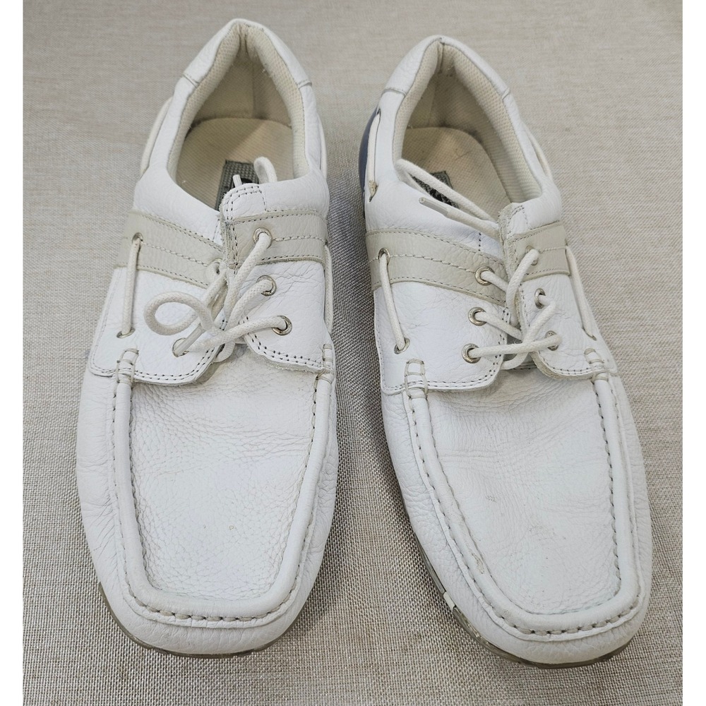 GBX Elite Boat Shoes Mens 13M White Leather Loafers 00558731 Nautical Casual